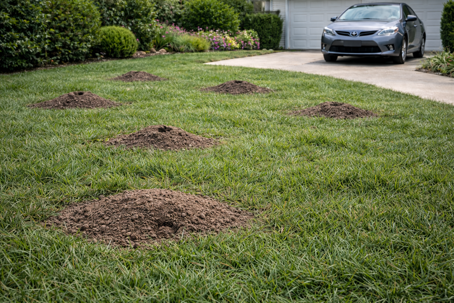 Gopher damage in Southern California lawn